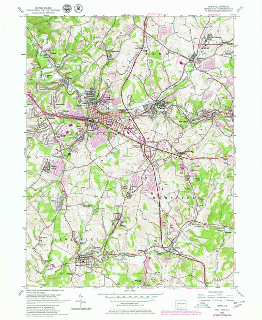 Classic USGS Irwin Pennsylvania 7.5'x7.5' Topo Map Image