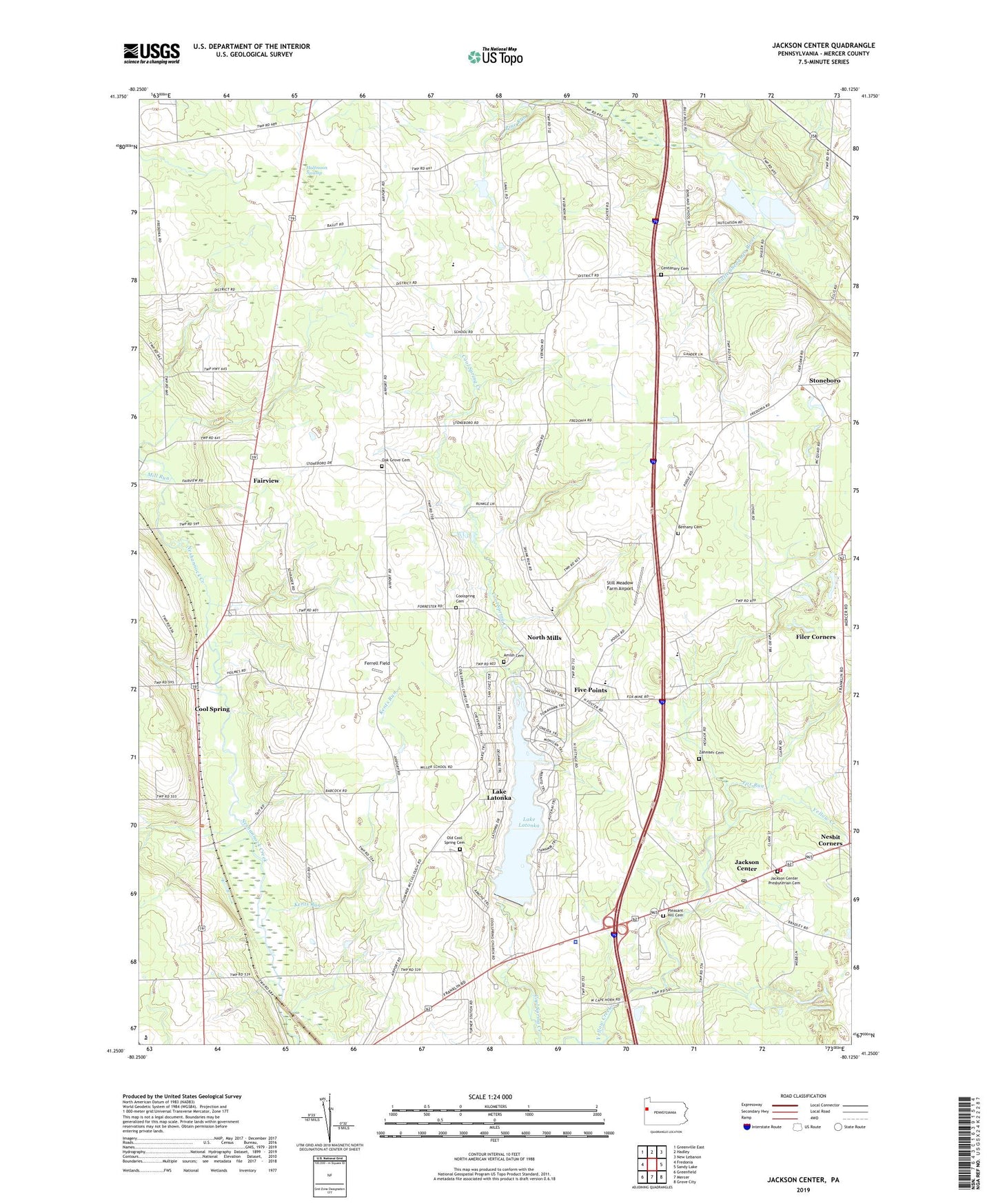 Jackson Center Pennsylvania US Topo Map Image