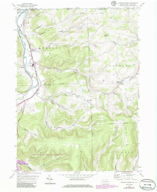 Classic USGS Jackson Summit Pennsylvania 7.5'x7.5' Topo Map Image