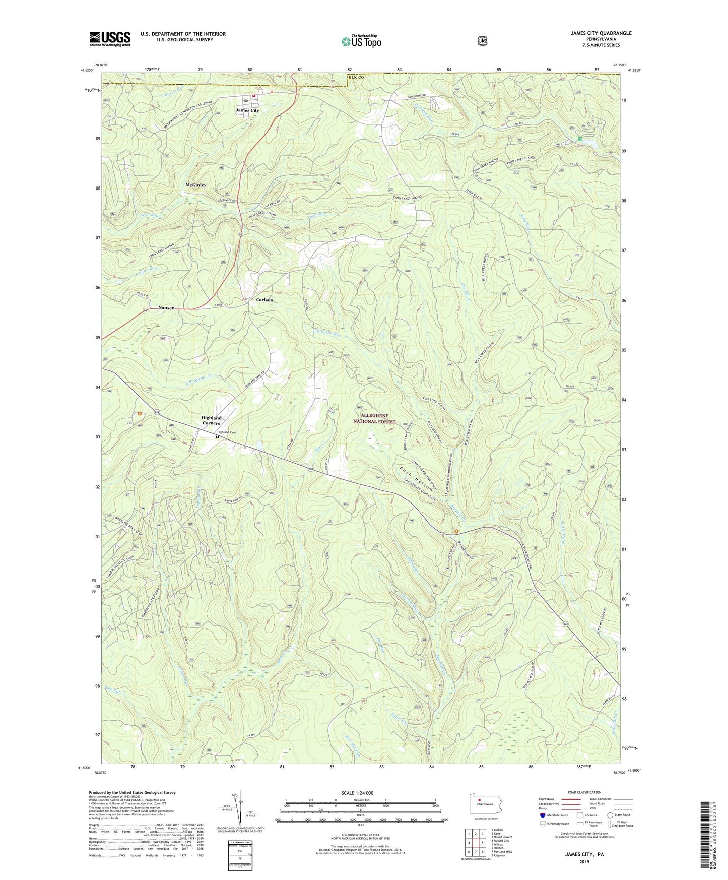 James City Pennsylvania US Topo Map Image