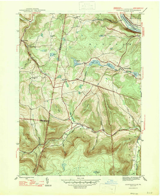 Classic USGS Jenningsville Pennsylvania 7.5'x7.5' Topo Map Image