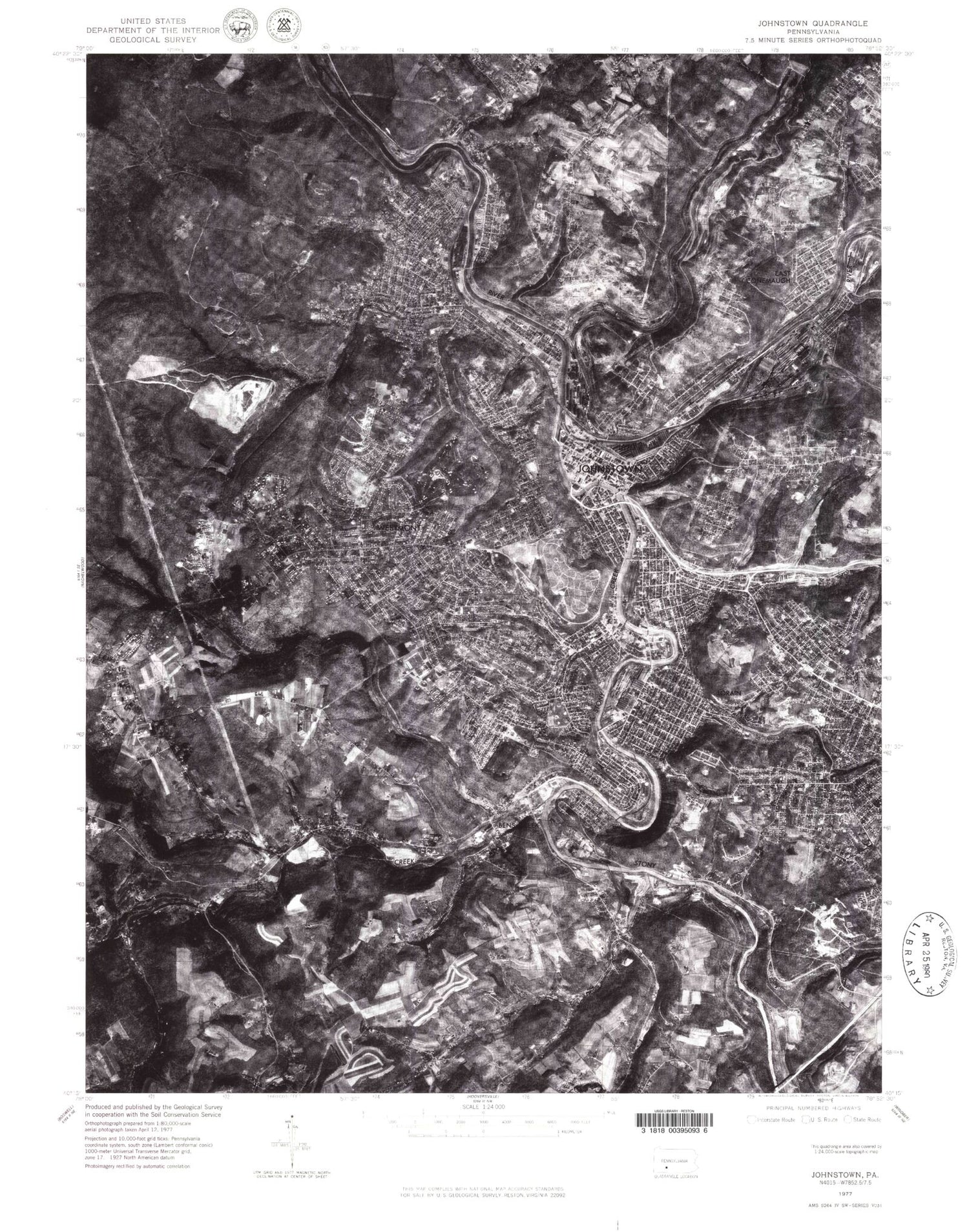 Classic USGS Johnstown Pennsylvania 7.5'x7.5' Topo Map Image