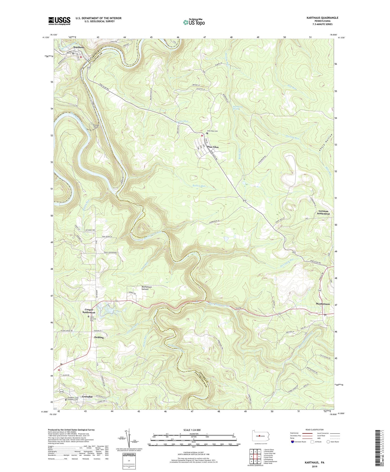 Karthaus Pennsylvania US Topo Map Image
