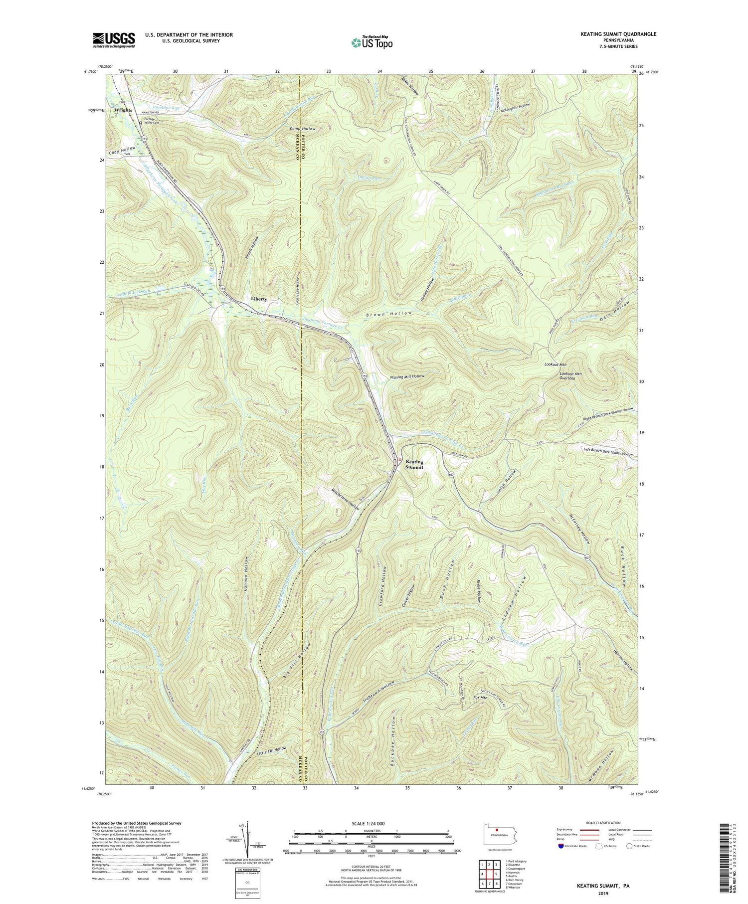 Keating Summit Pennsylvania US Topo Map Image