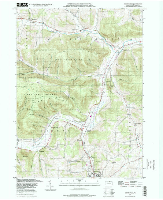 Classic USGS Keeneyville Pennsylvania 7.5'x7.5' Topo Map Image