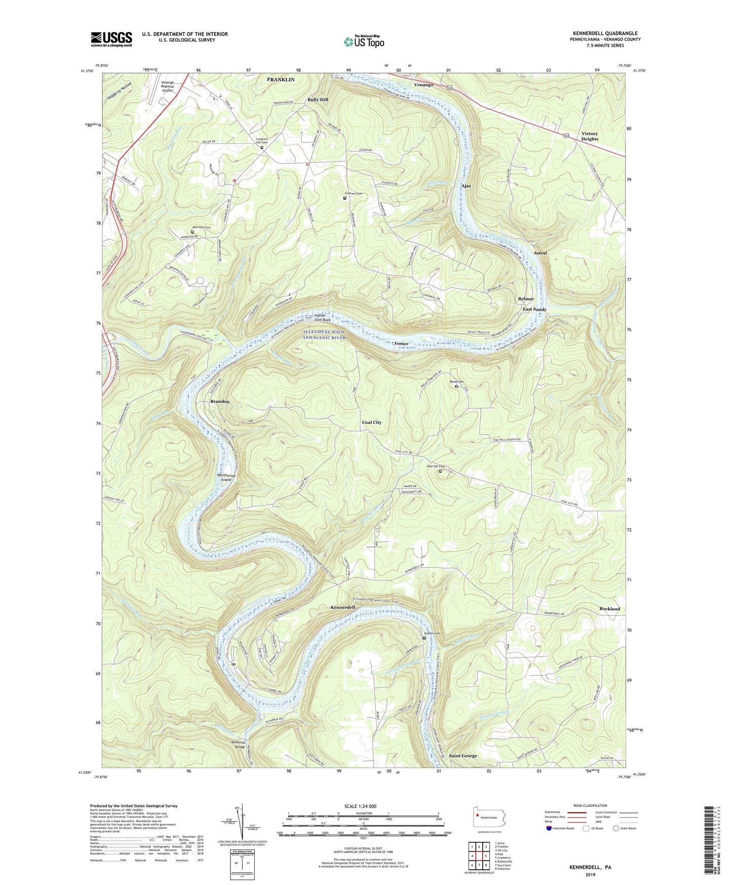 Kennerdell Pennsylvania US Topo Map Image