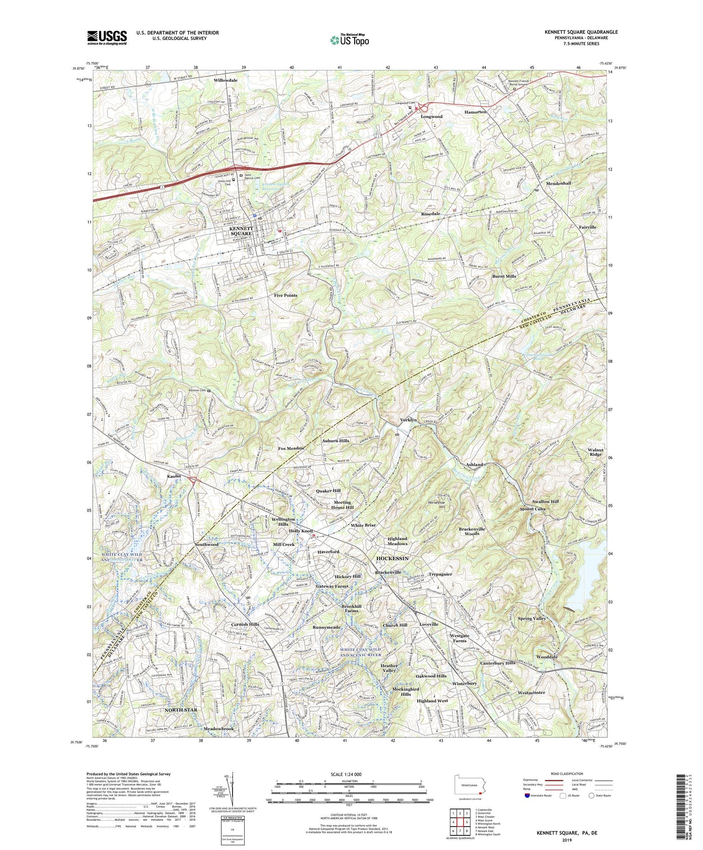 Kennett Square Pennsylvania US Topo Map Image