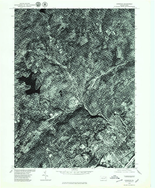 Classic USGS Kingston Pennsylvania 7.5'x7.5' Topo Map Image