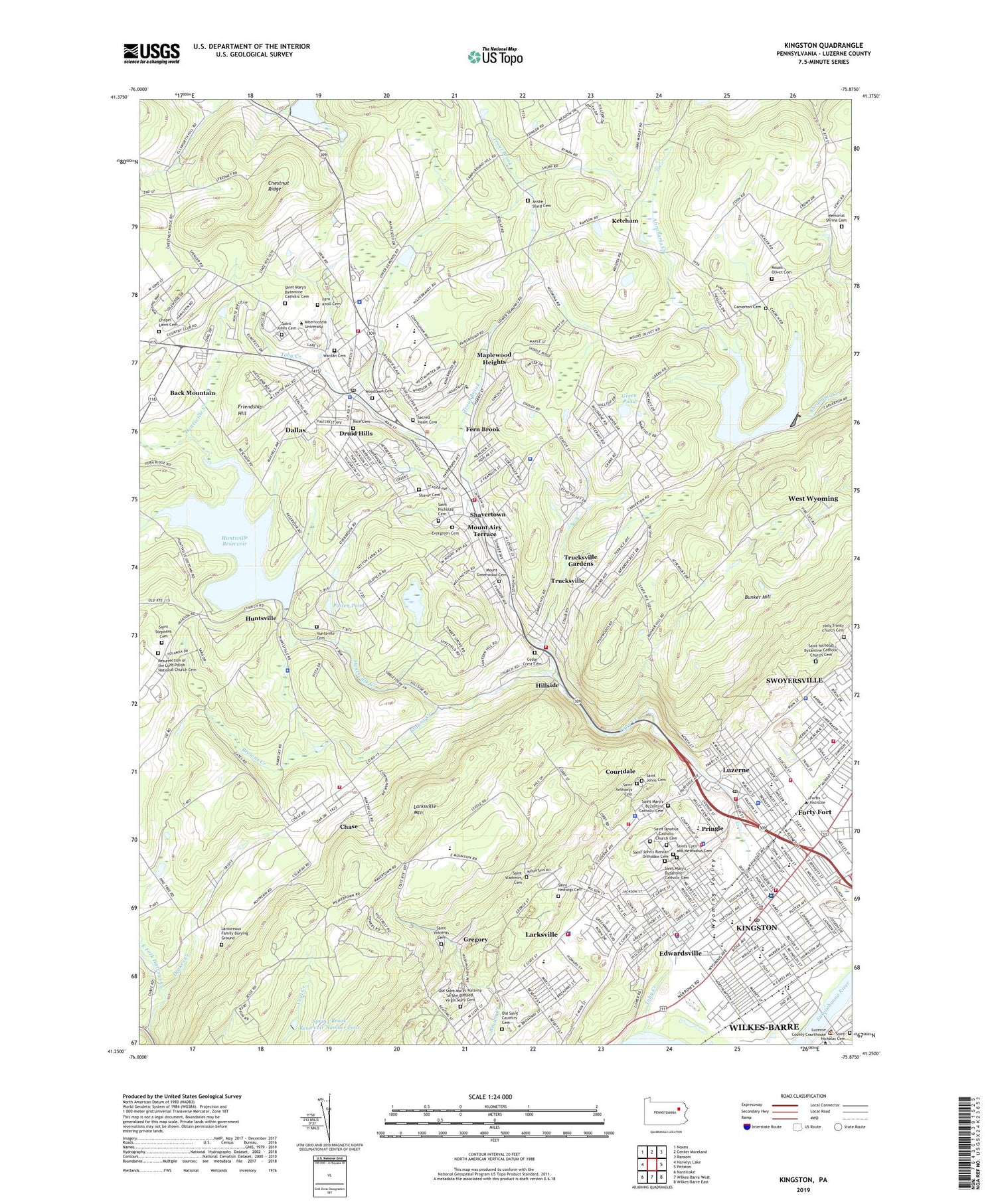 Kingston Pennsylvania US Topo Map Image
