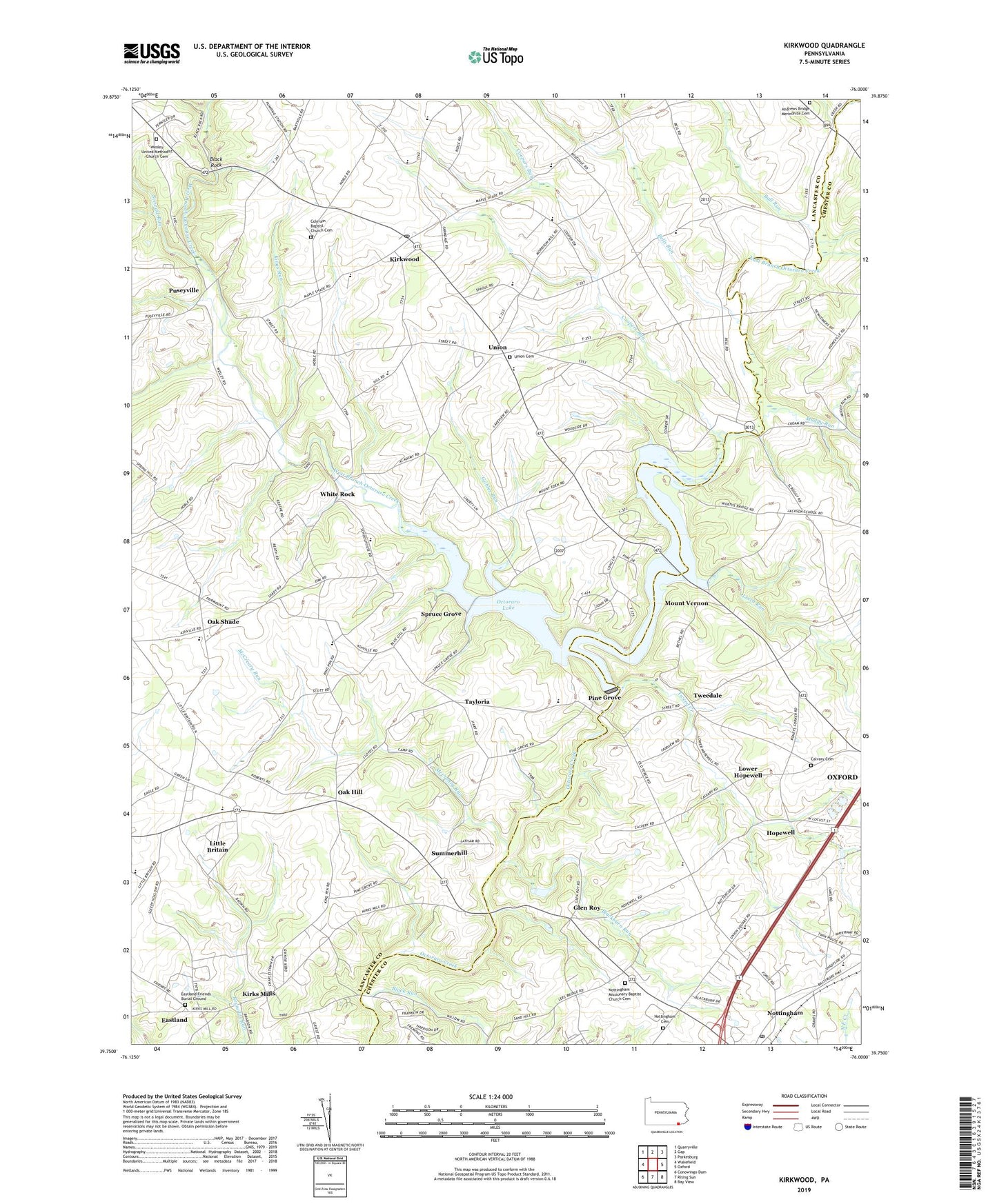 Kirkwood Pennsylvania US Topo Map Image