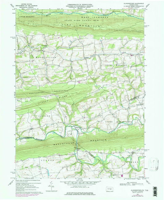 Classic USGS Klingerstown Pennsylvania 7.5'x7.5' Topo Map Image