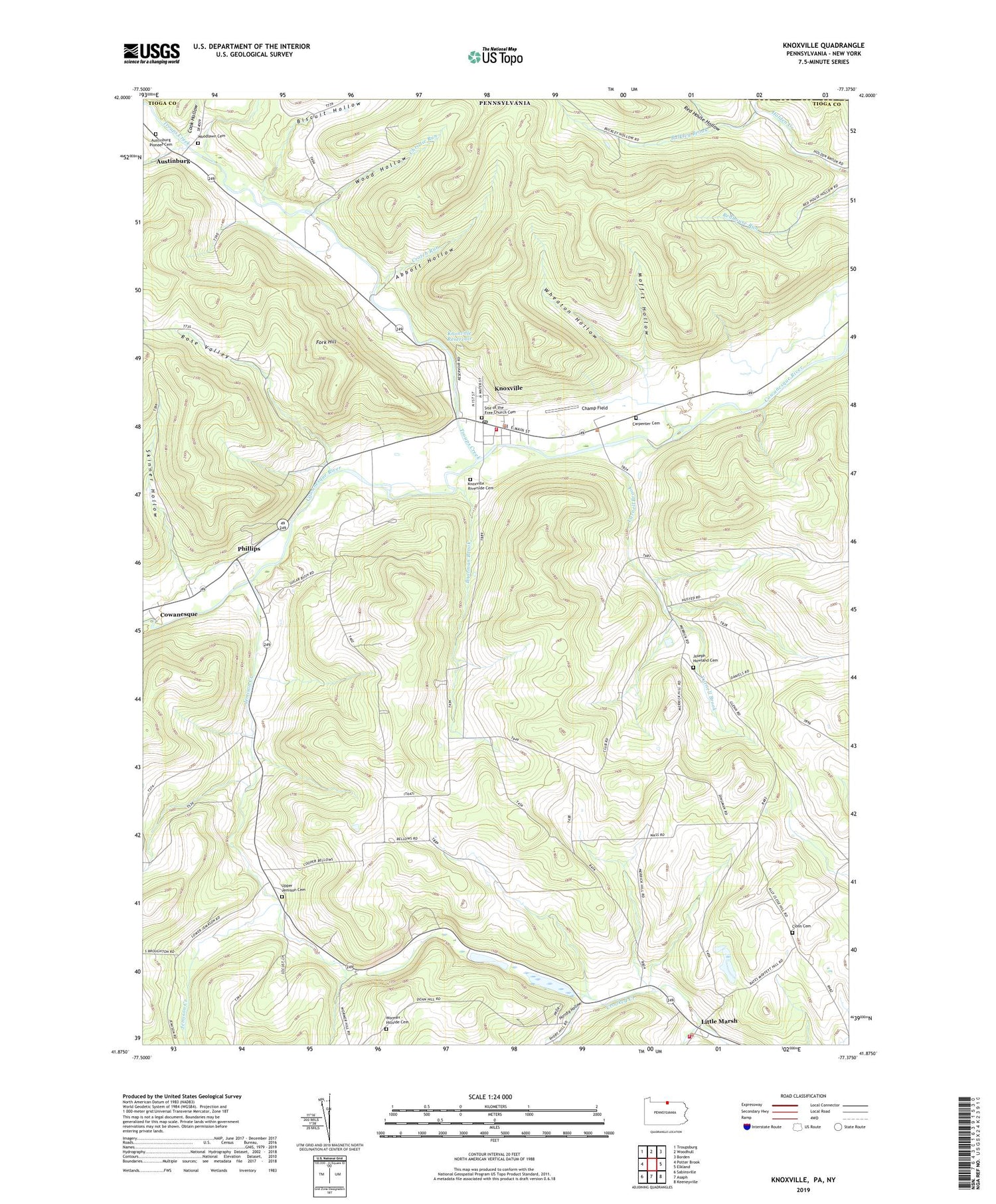 Knoxville Pennsylvania US Topo Map Image