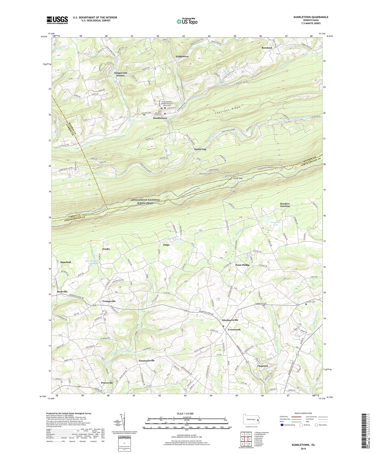 Kunkletown Pennsylvania US Topo Map Image