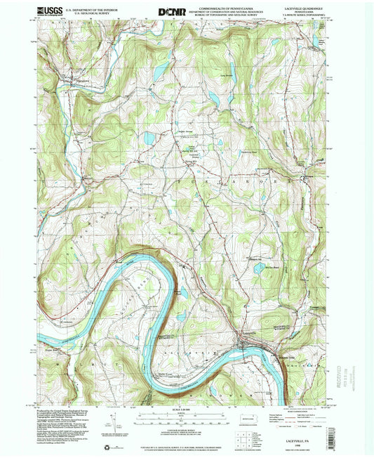 Classic USGS Laceyville Pennsylvania 7.5'x7.5' Topo Map Image
