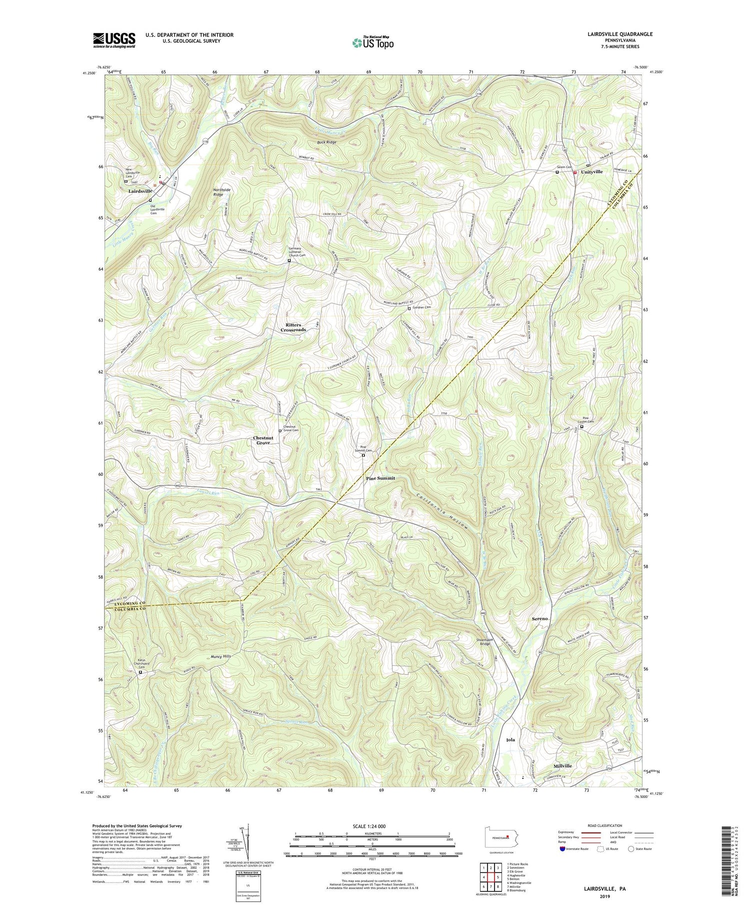 Lairdsville Pennsylvania US Topo Map Image