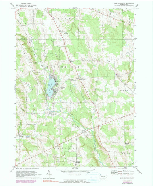 Classic USGS Lake Canadohta Pennsylvania 7.5'x7.5' Topo Map Image