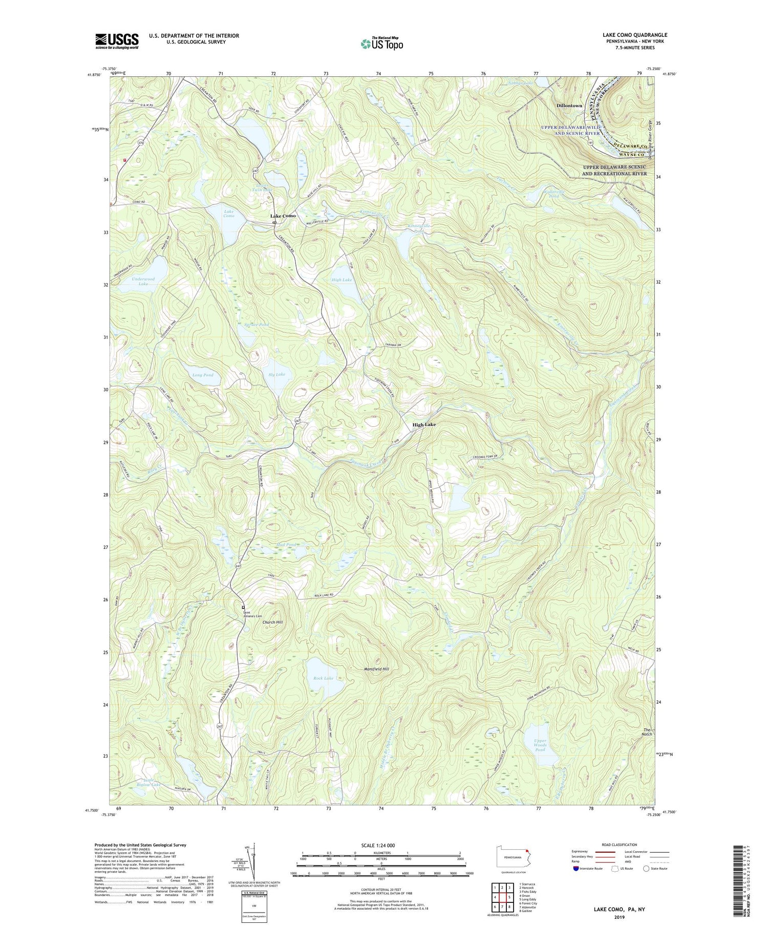 Lake Como Pennsylvania US Topo Map Image