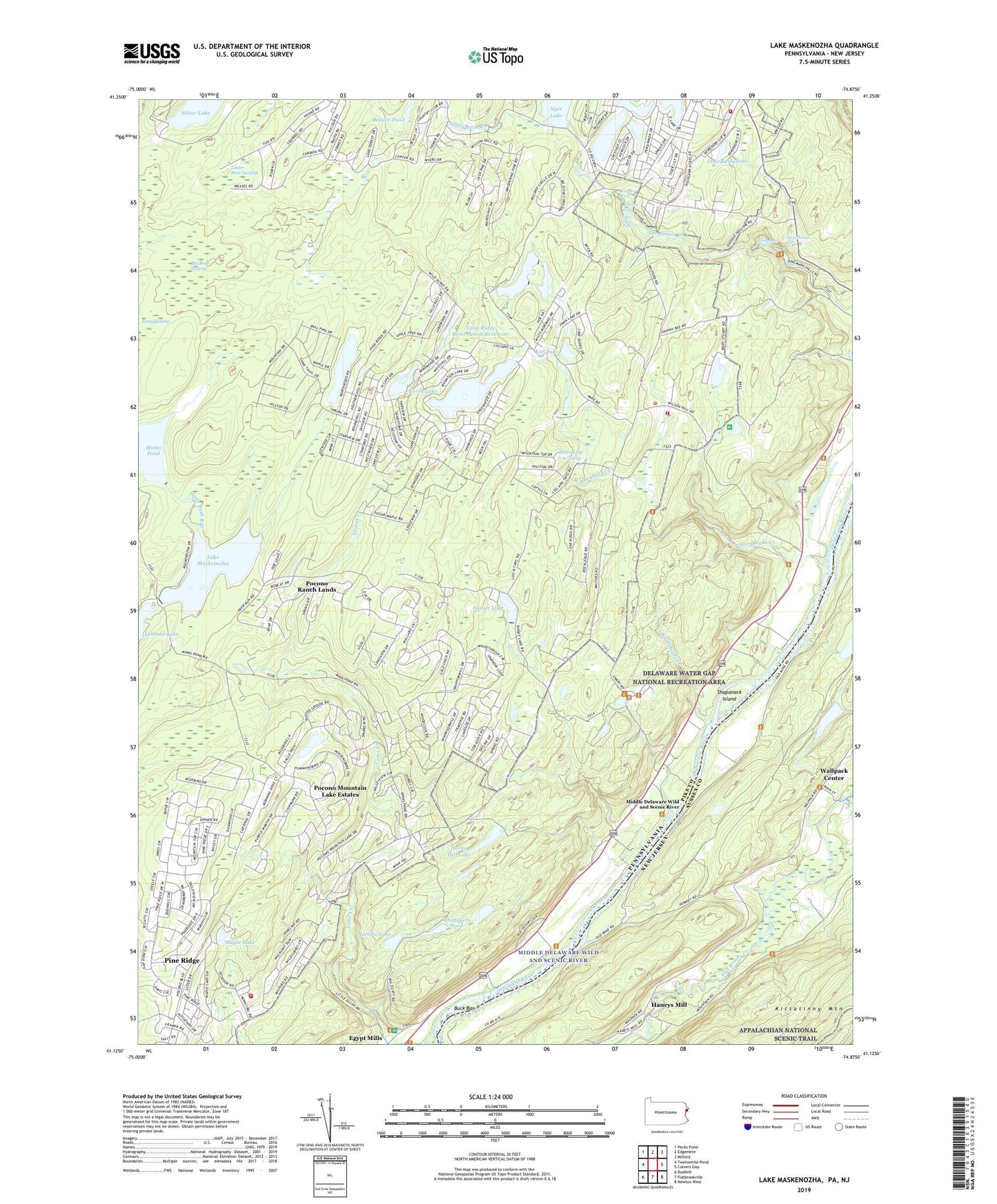 Lake Maskenozha Pennsylvania US Topo Map Image