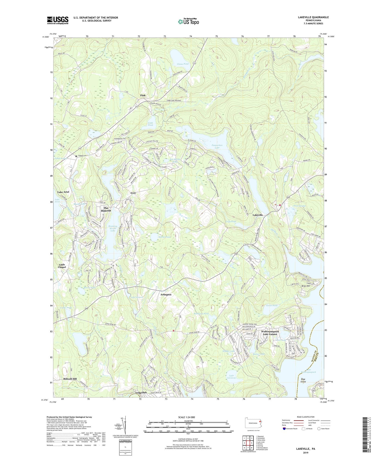 Lakeville Pennsylvania US Topo Map Image