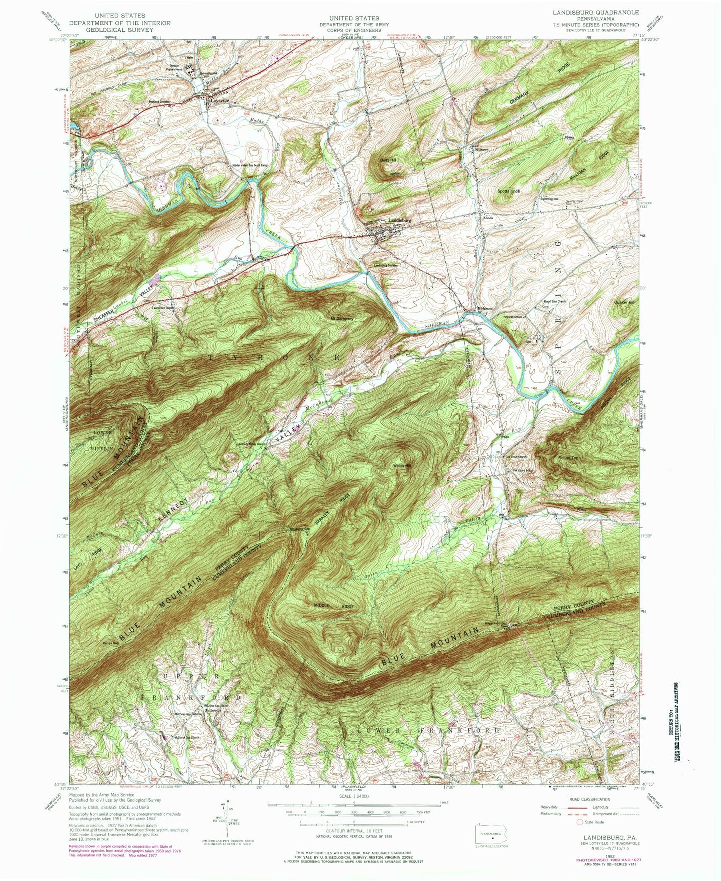 Classic USGS Landisburg Pennsylvania 7.5'x7.5' Topo Map Image