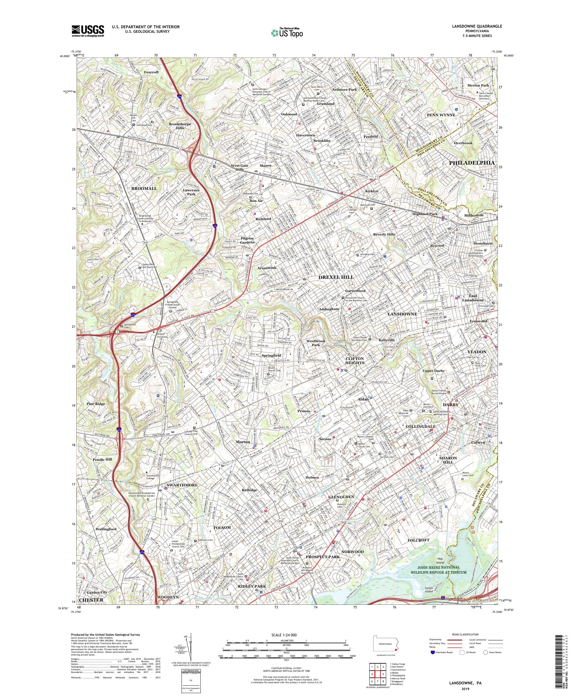 Lansdowne Pennsylvania US Topo Map – MyTopo Map Store