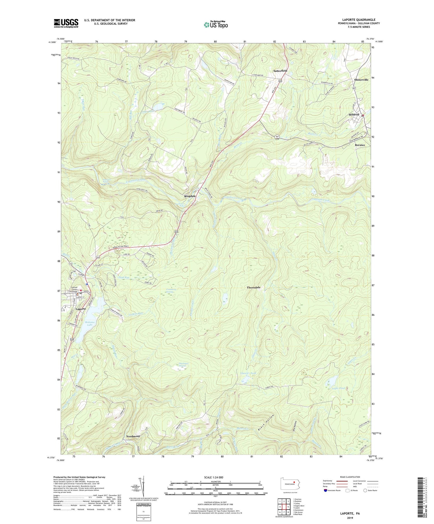 Laporte Pennsylvania US Topo Map Image