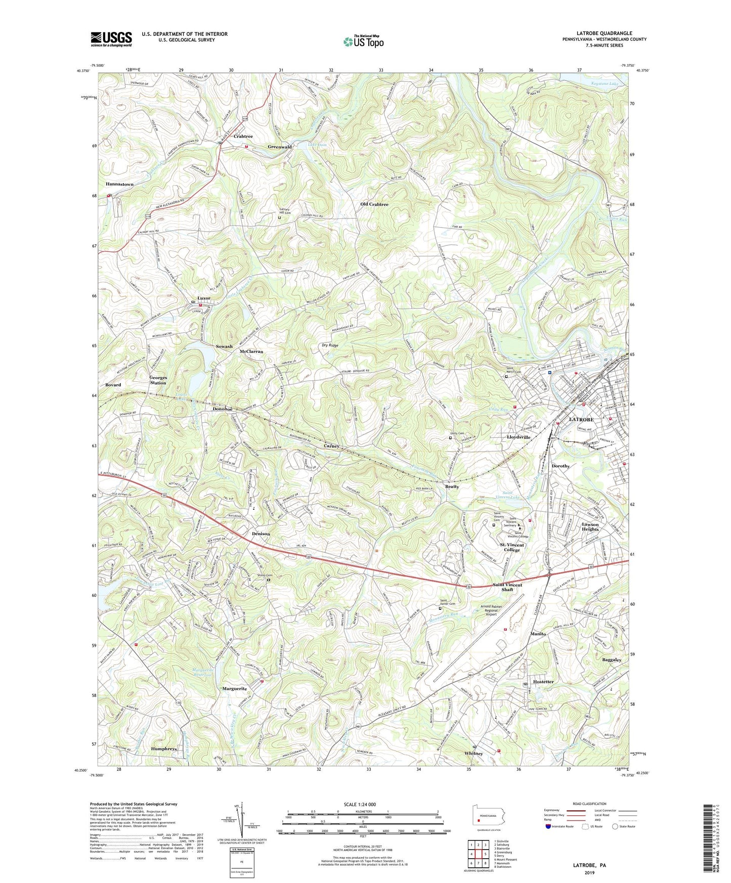 Latrobe Pennsylvania US Topo Map Image