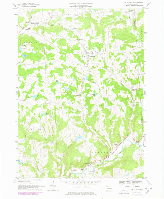 Classic USGS Le Raysville Pennsylvania 7.5'x7.5' Topo Map Image