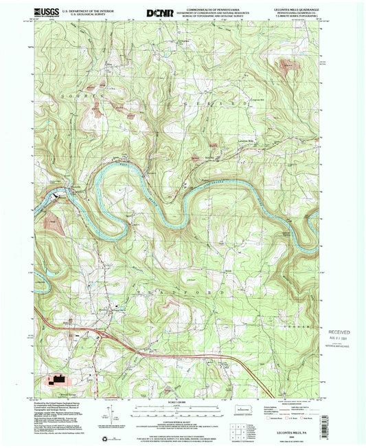 Classic USGS Lecontes Mills Pennsylvania 7.5'x7.5' Topo Map Image