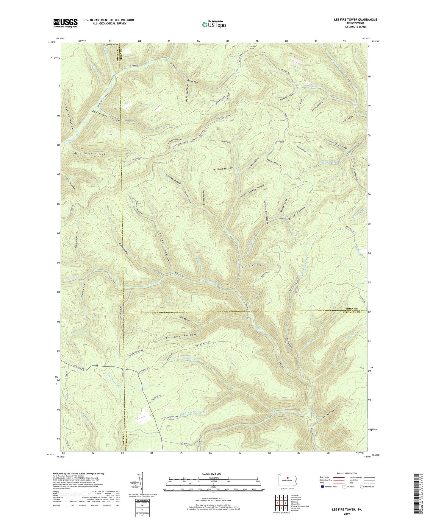 Lee Fire Tower Pennsylvania US Topo Map Image