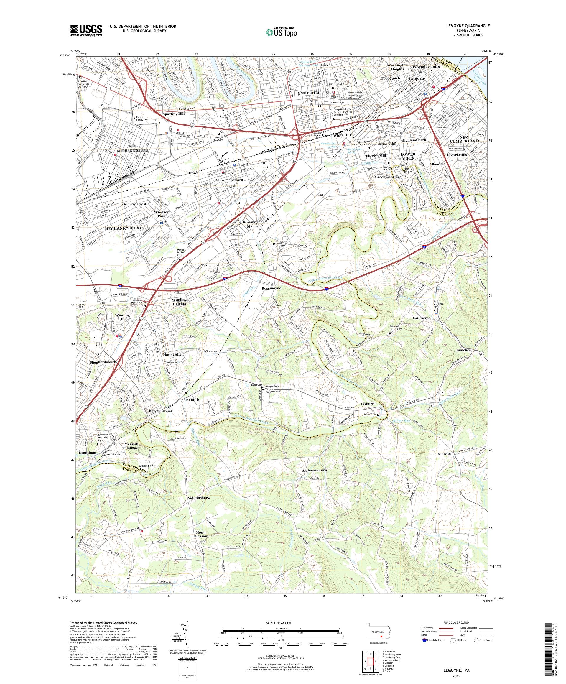 Lemoyne Pennsylvania US Topo Map – MyTopo Map Store