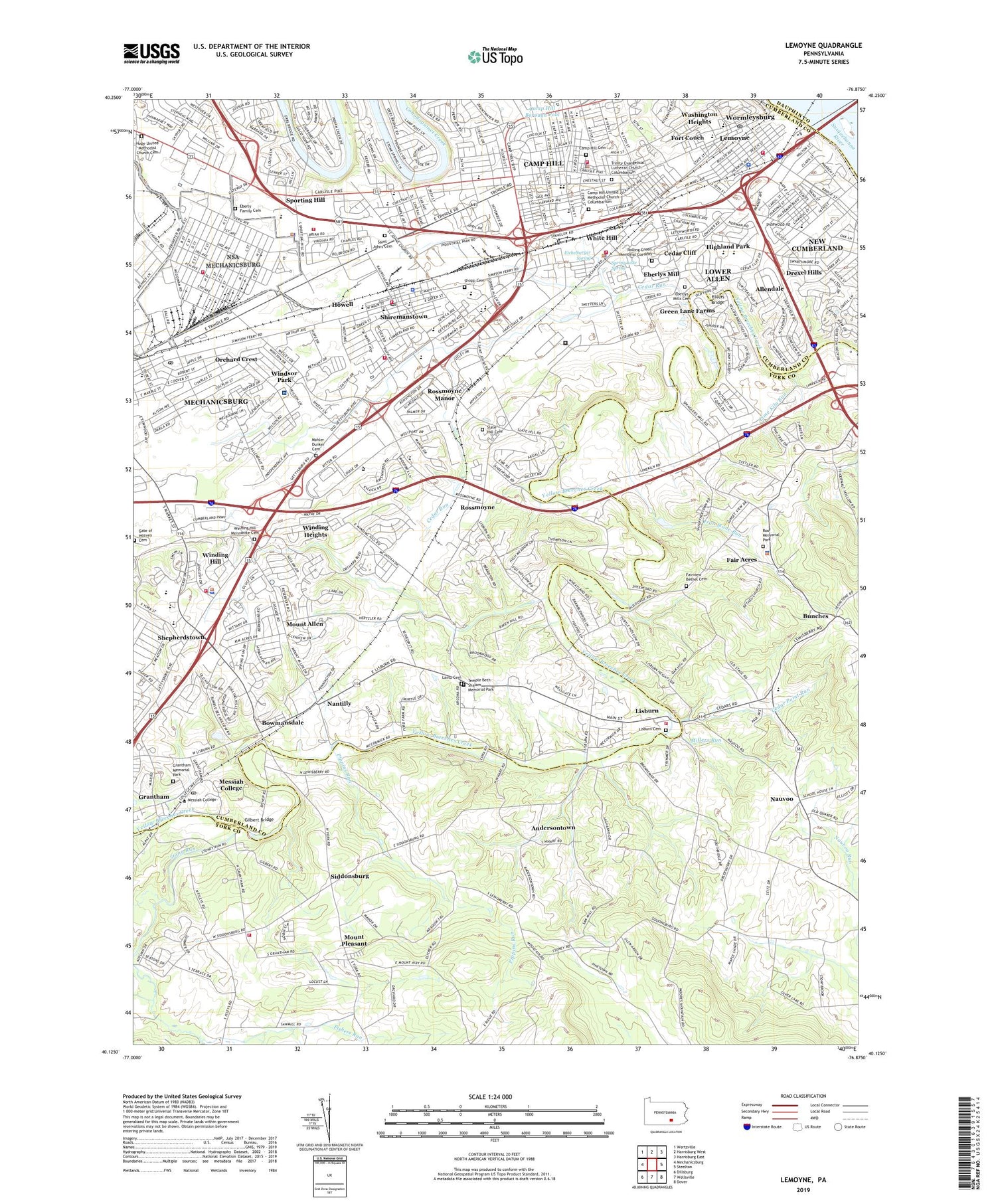 Lemoyne Pennsylvania US Topo Map Image