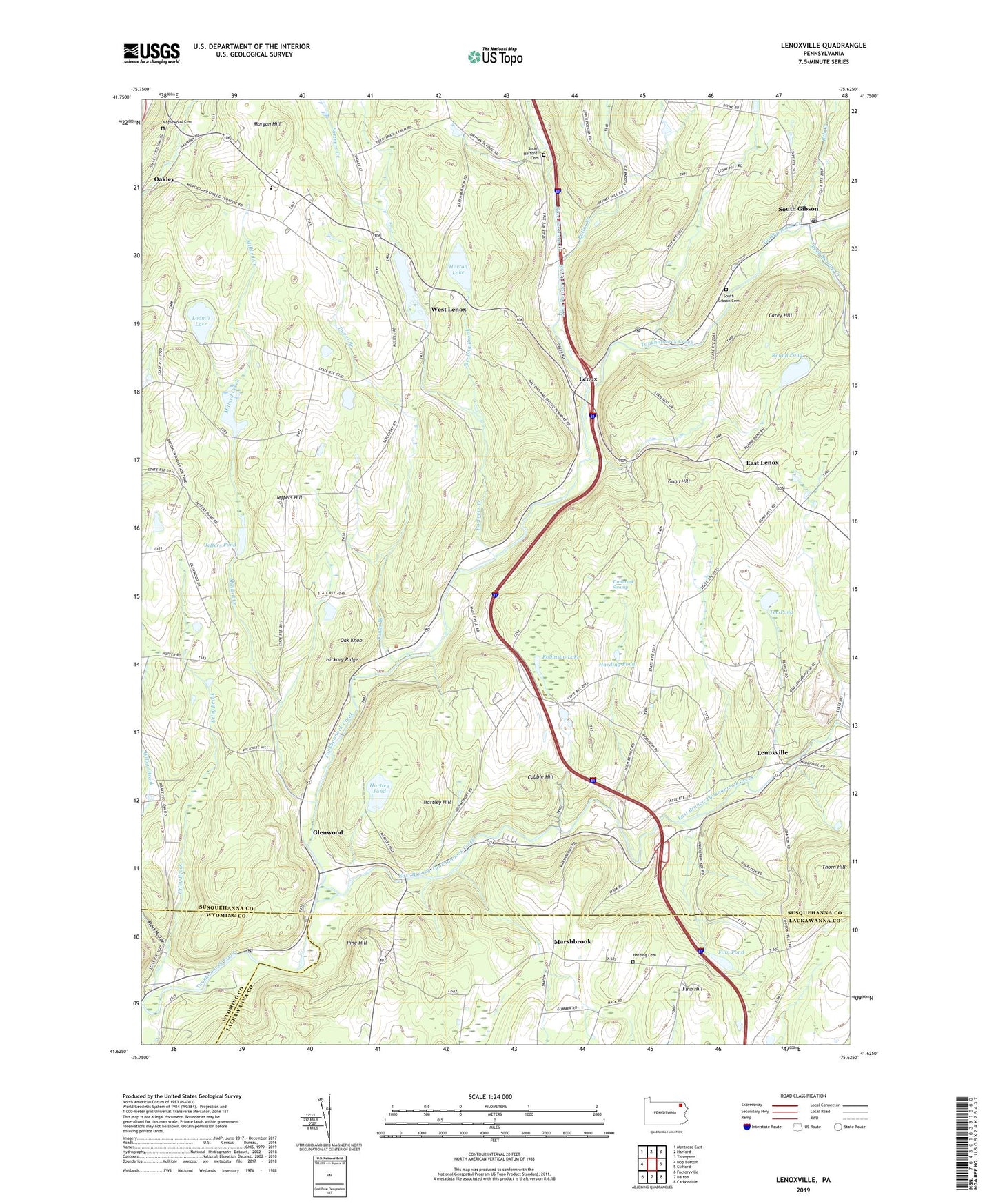 Lenoxville Pennsylvania US Topo Map Image