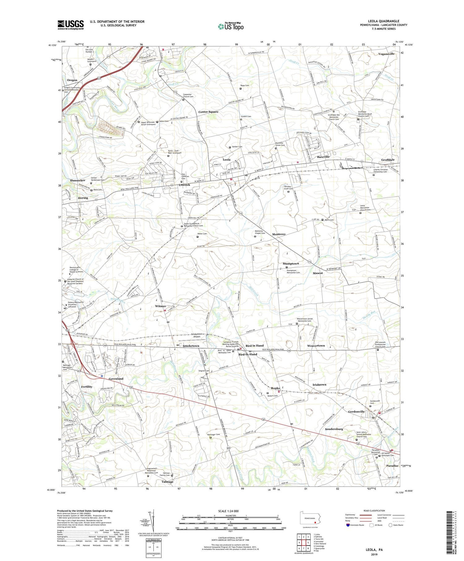 Leola Pennsylvania US Topo Map Image
