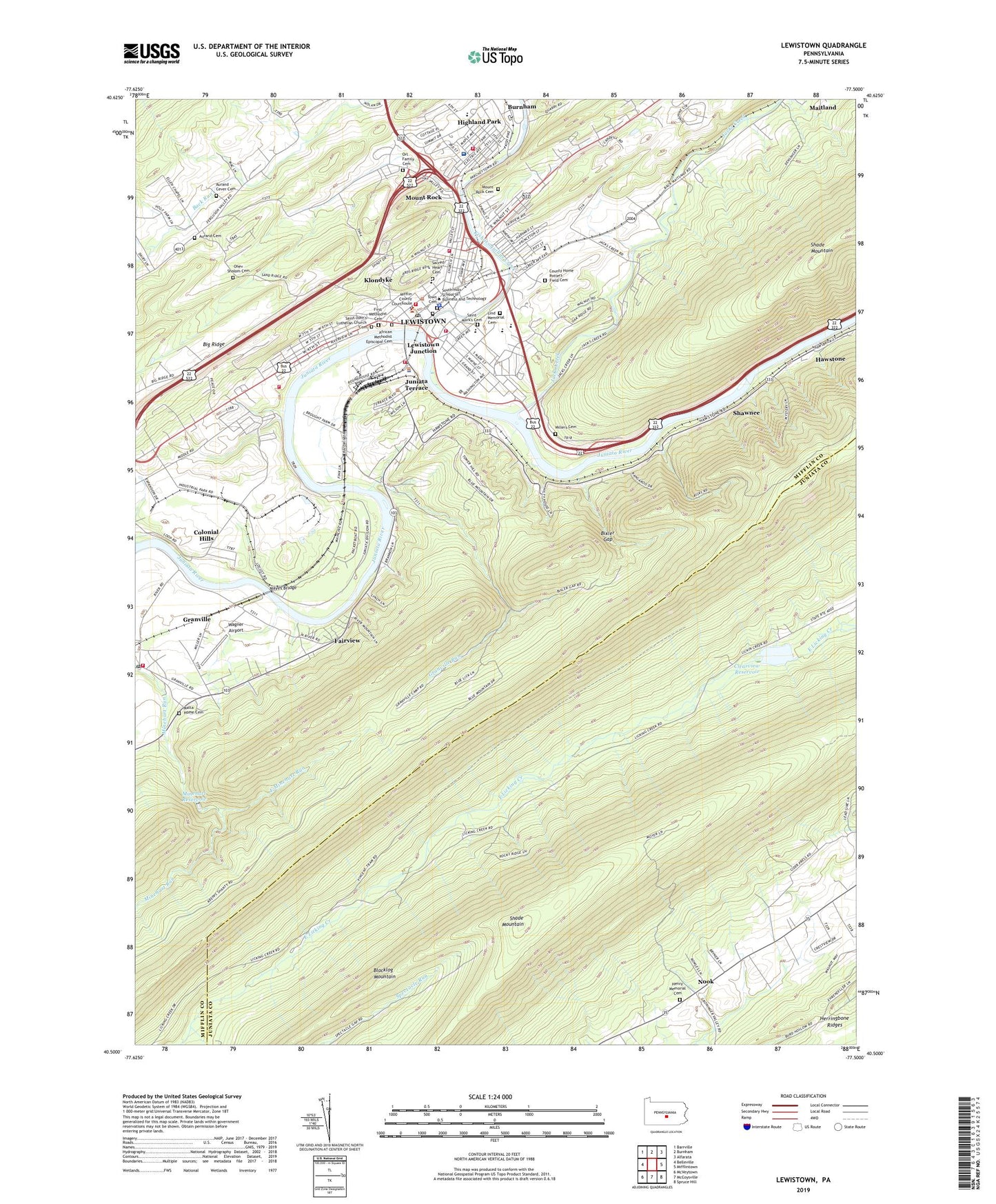 Lewistown Pennsylvania US Topo Map Image