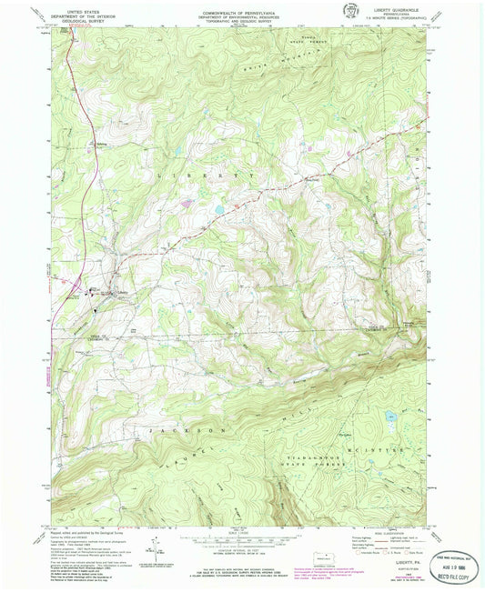 Classic USGS Liberty Pennsylvania 7.5'x7.5' Topo Map Image