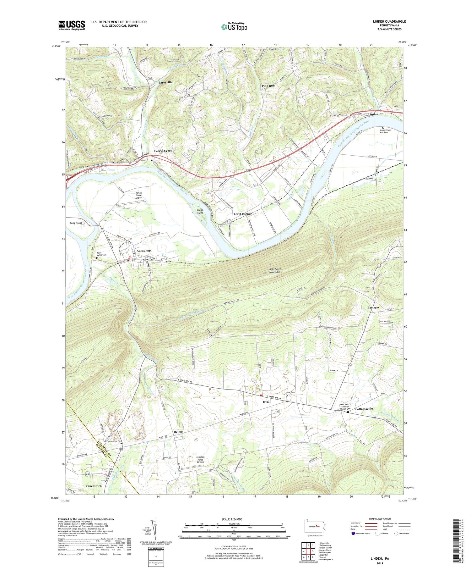 Linden Pennsylvania US Topo Map Image