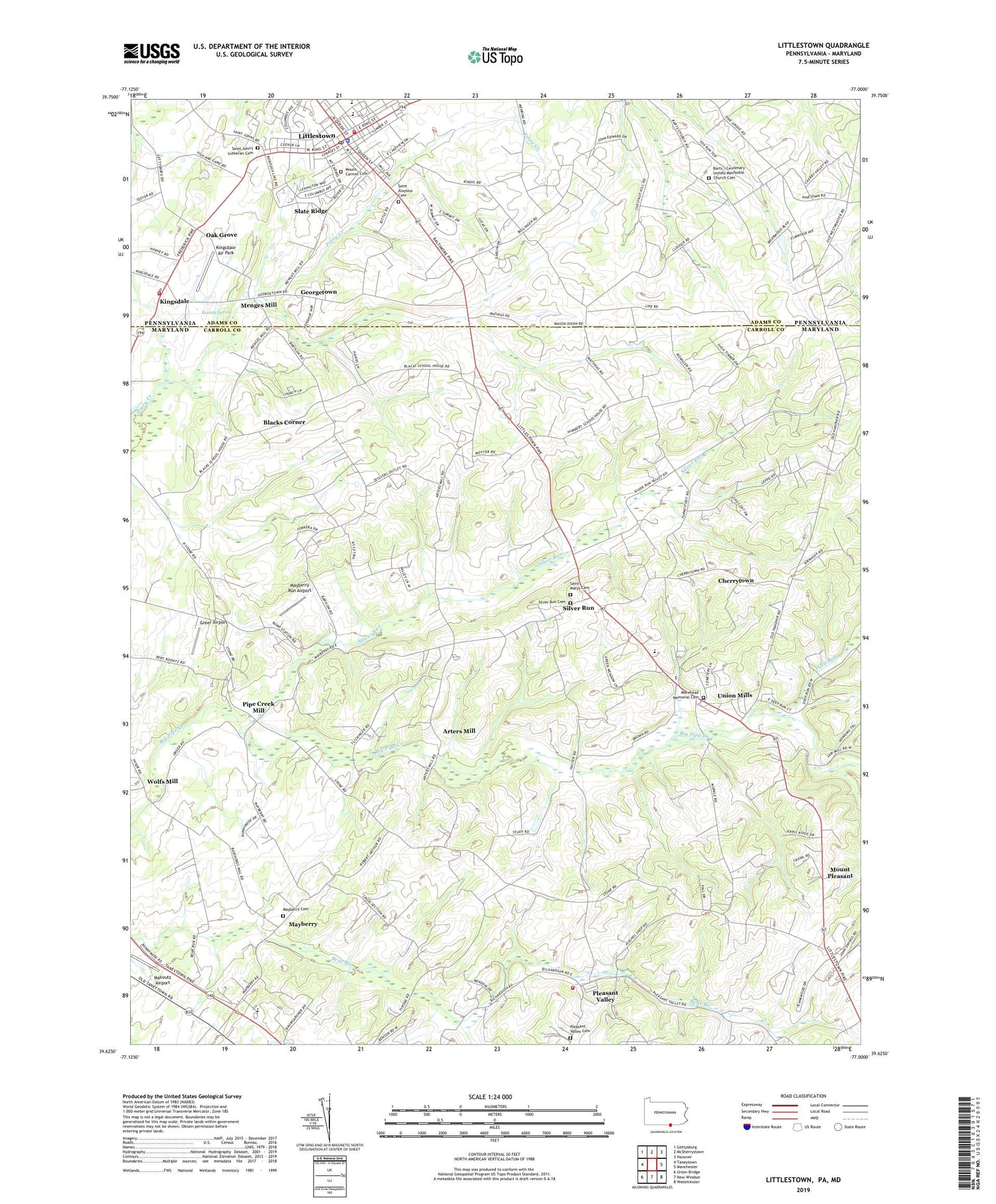 Littlestown Pennsylvania US Topo Map Image