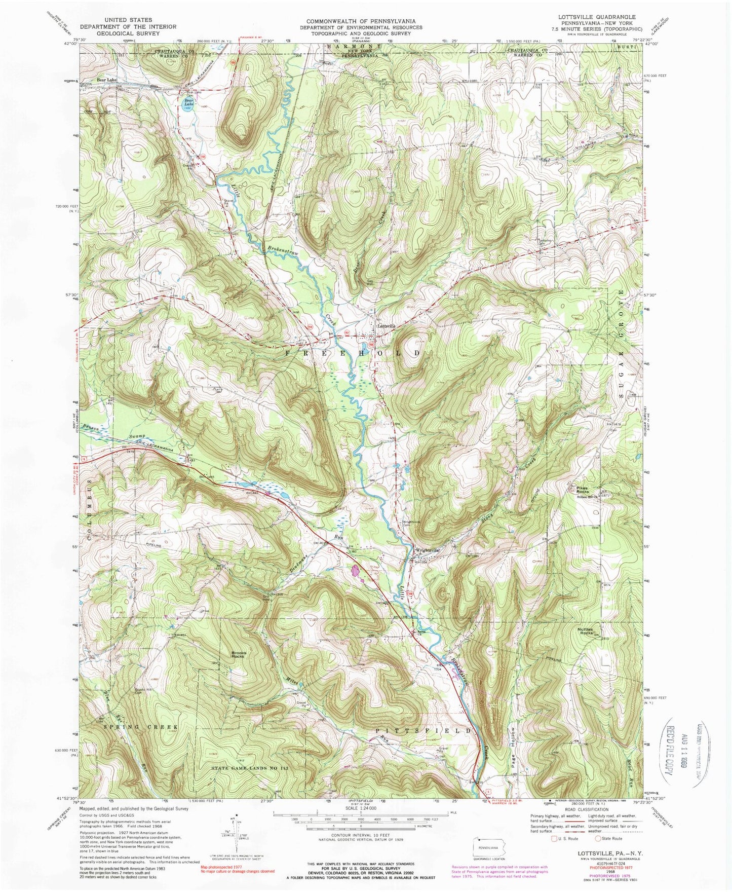 Classic USGS Lottsville Pennsylvania 7.5'x7.5' Topo Map Image