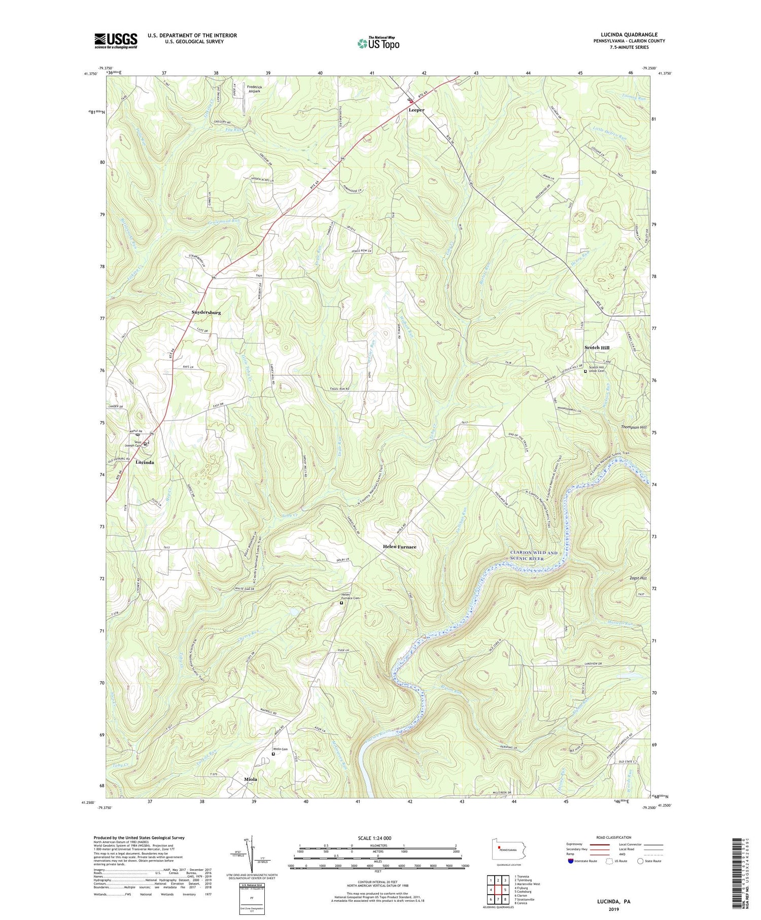 Lucinda Pennsylvania US Topo Map Image
