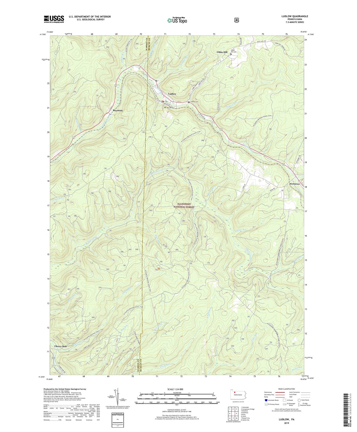 Ludlow Pennsylvania US Topo Map Image