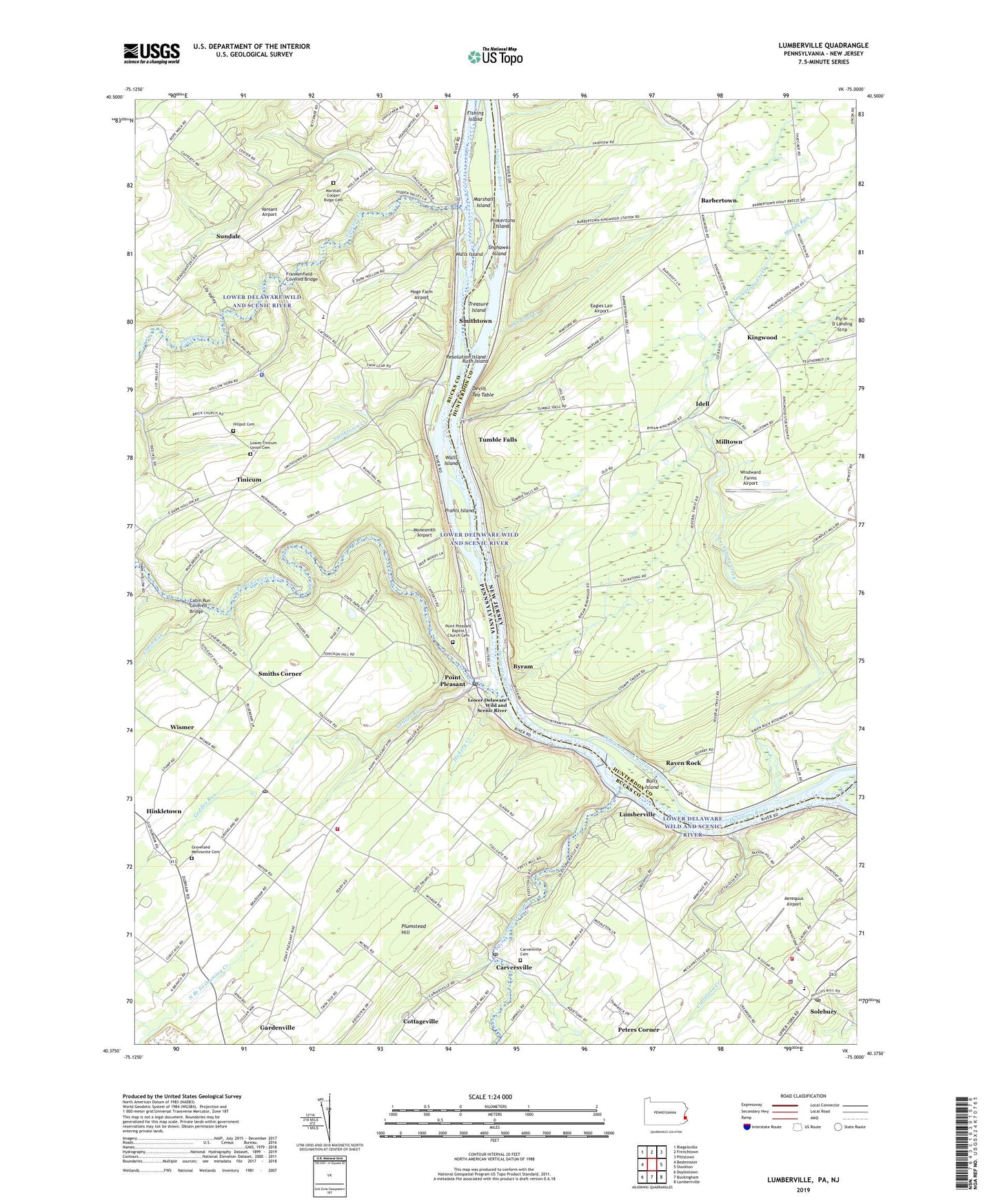 Lumberville Pennsylvania US Topo Map Image
