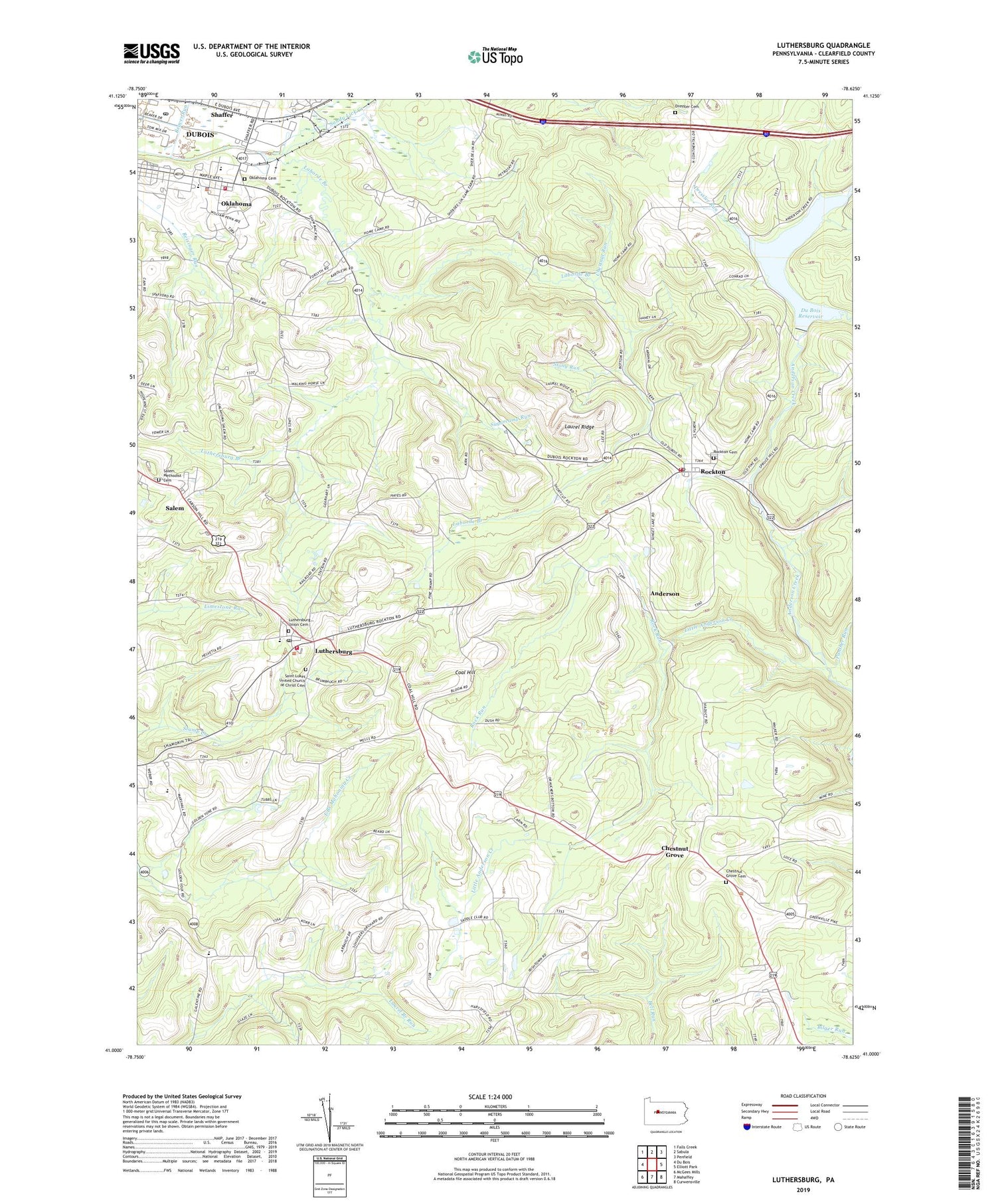Luthersburg Pennsylvania US Topo Map Image
