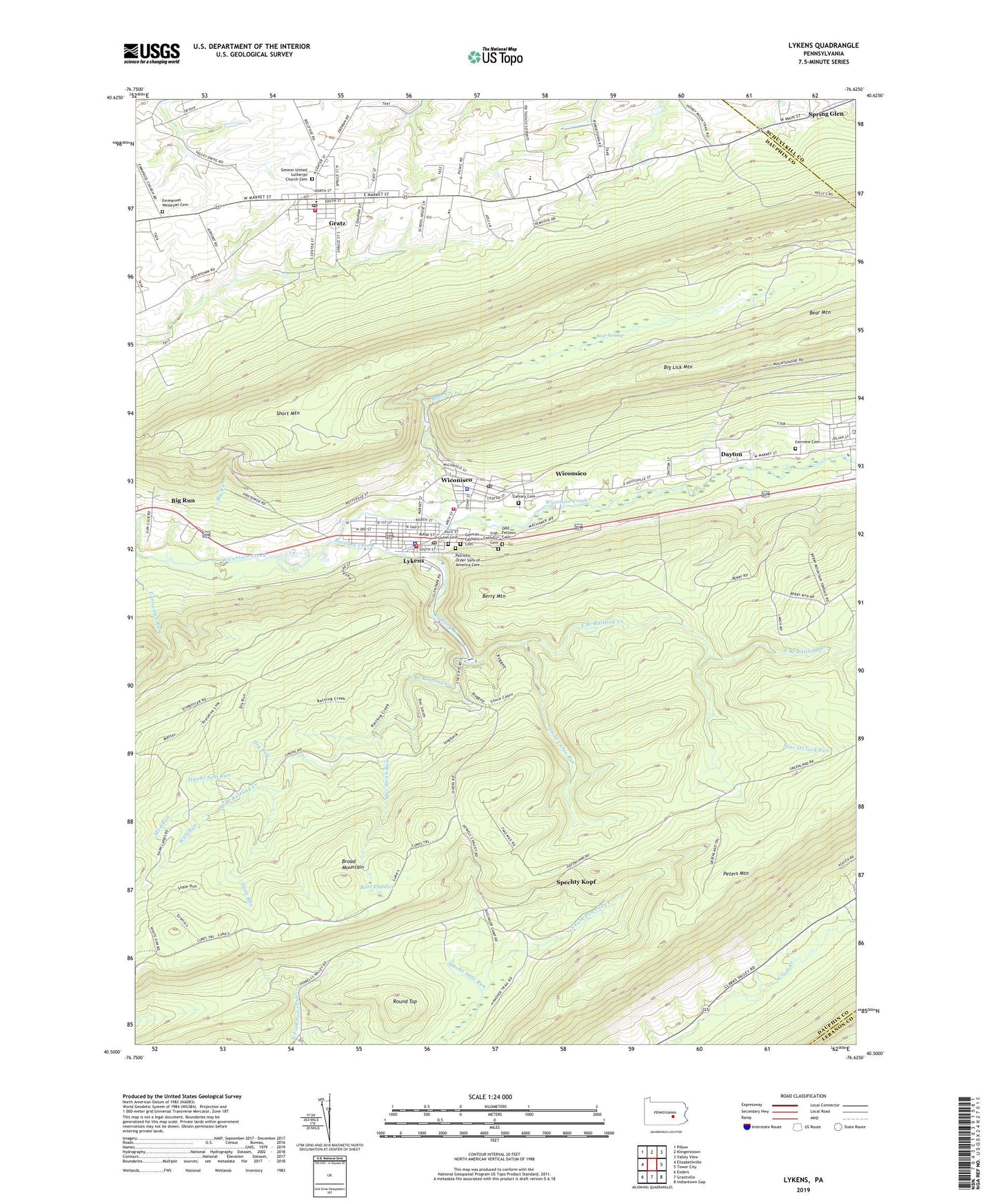 Lykens Pennsylvania US Topo Map Image