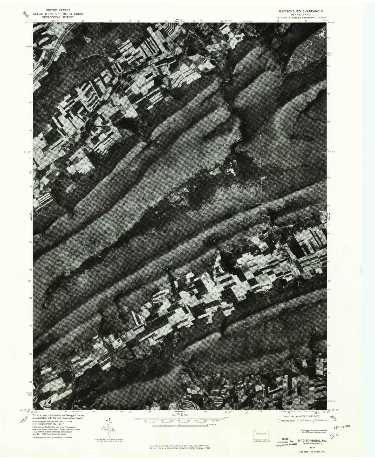 Classic USGS Madisonburg Pennsylvania 7.5'x7.5' Topo Map Image
