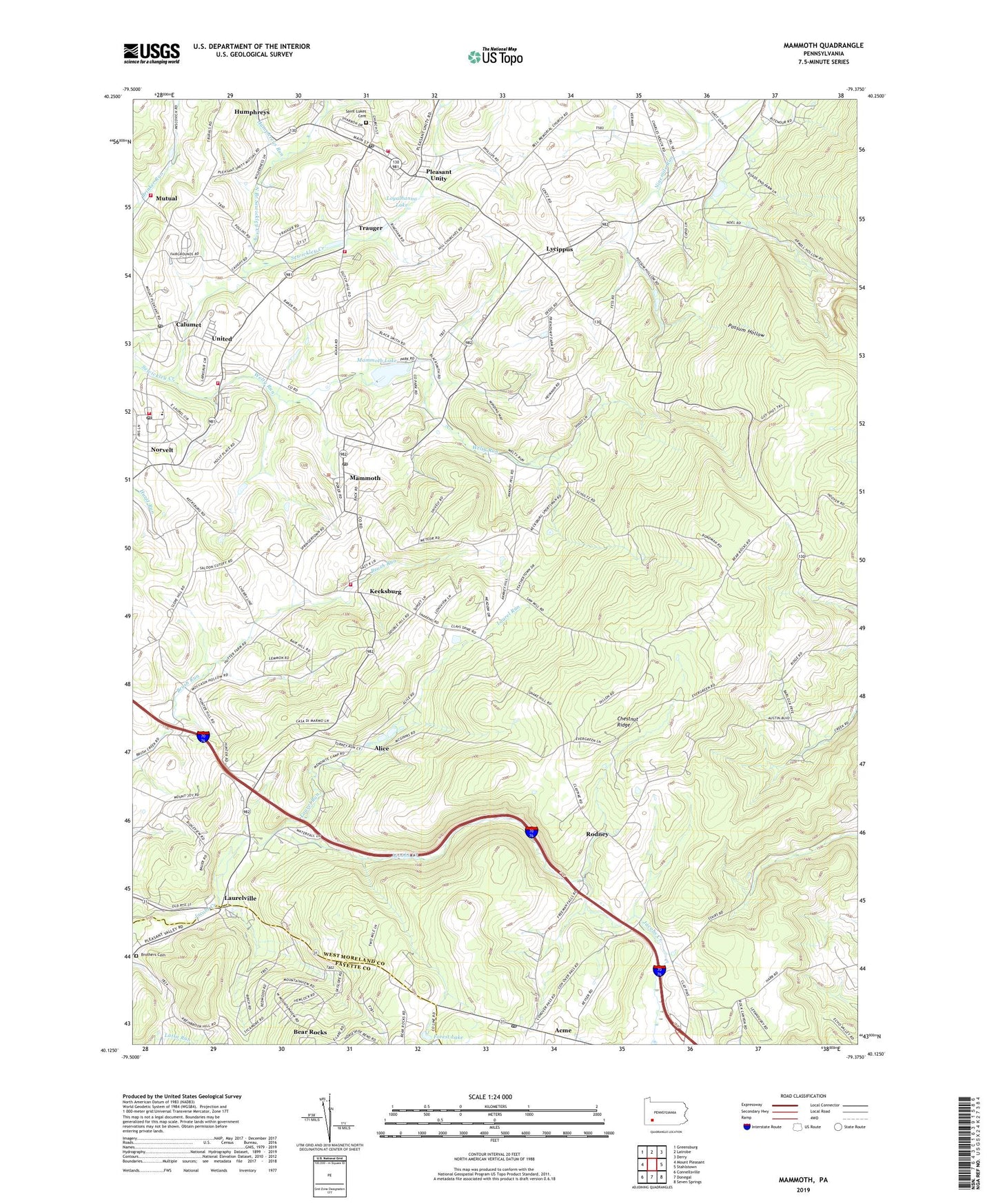 Mammoth Pennsylvania US Topo Map Image