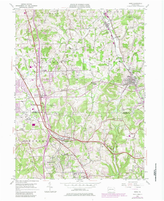 Classic USGS Mars Pennsylvania 7.5'x7.5' Topo Map Image