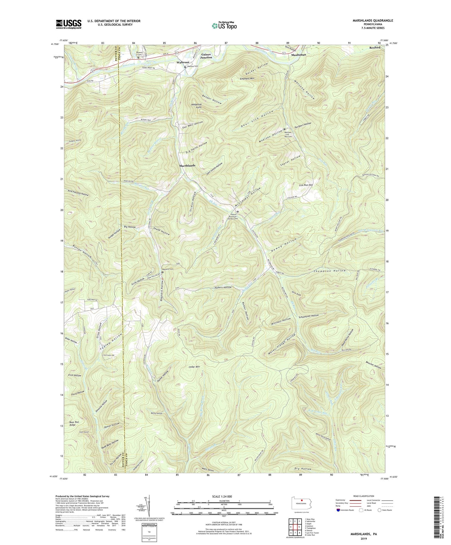 Marshlands Pennsylvania US Topo Map Image