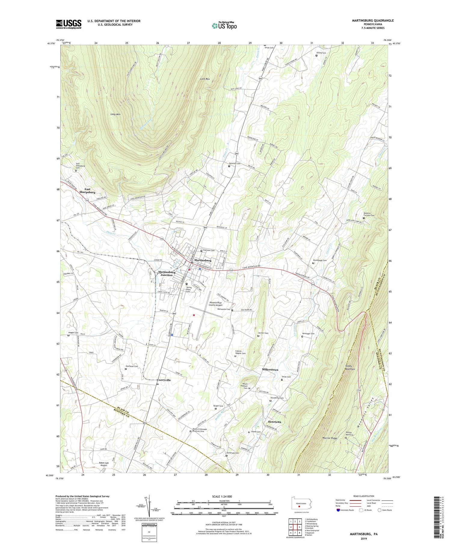 Martinsburg Pennsylvania US Topo Map Image