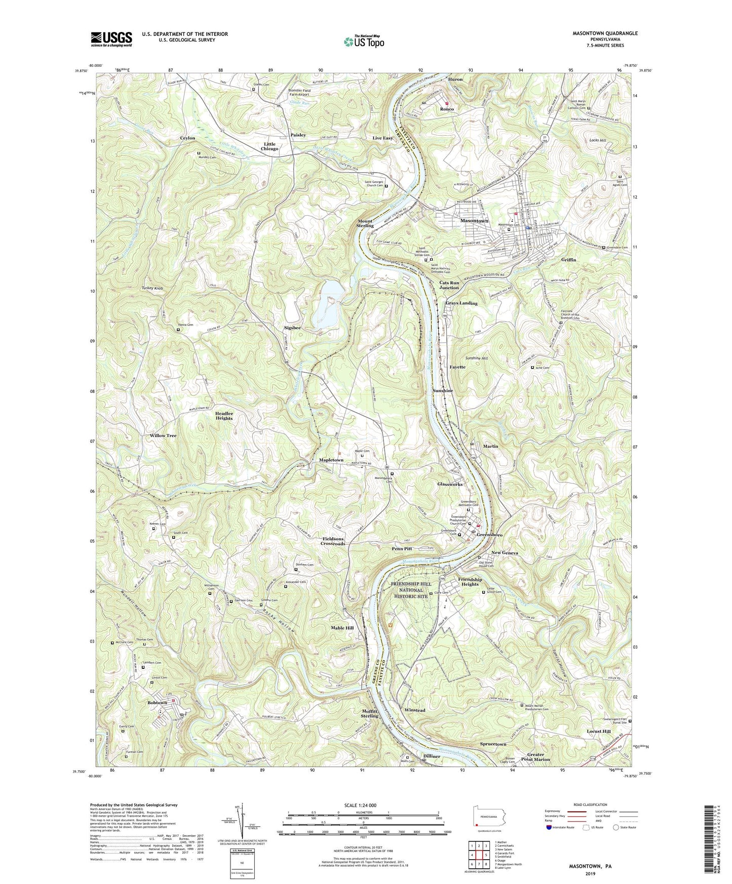 Masontown Pennsylvania US Topo Map Image